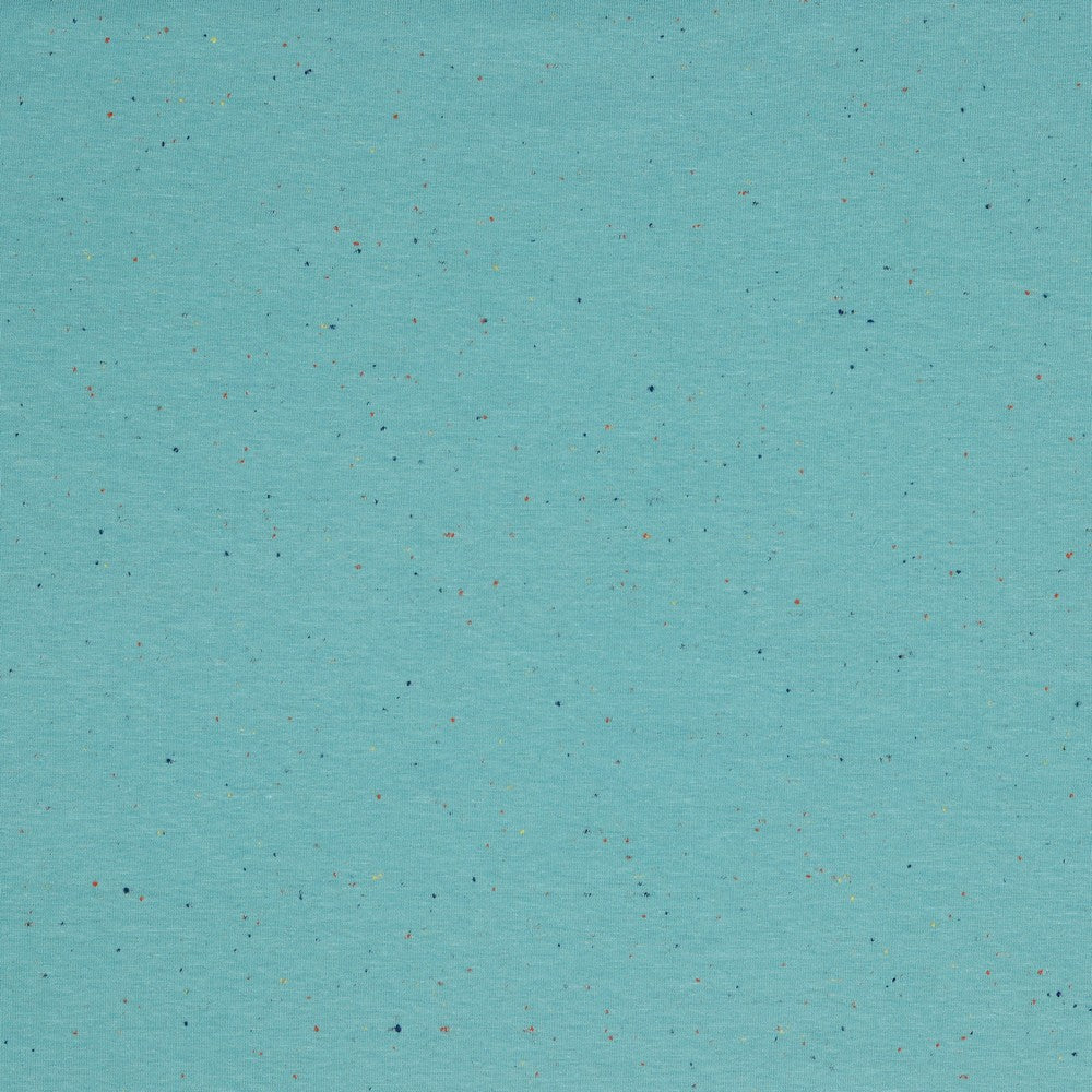 Sweat, Baumwolle, angeraut, meliert, türkis