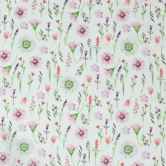 Baumwolle/Popelin " Blumen" weiß