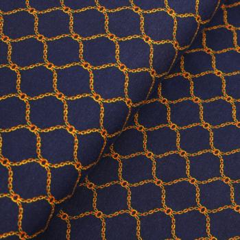 Baumwolle, "Wavy Chain" Nachtblau
