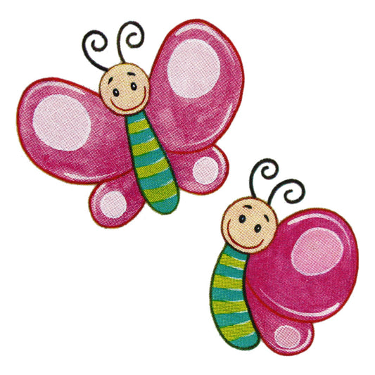 Bügelmotive-Set 2x Schmetterlinge pink