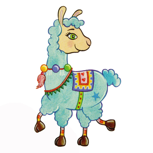 Bügelbild Lama Türkis