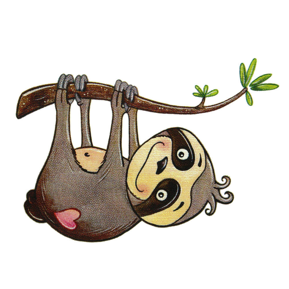 Bügelmotiv Faultier hängend