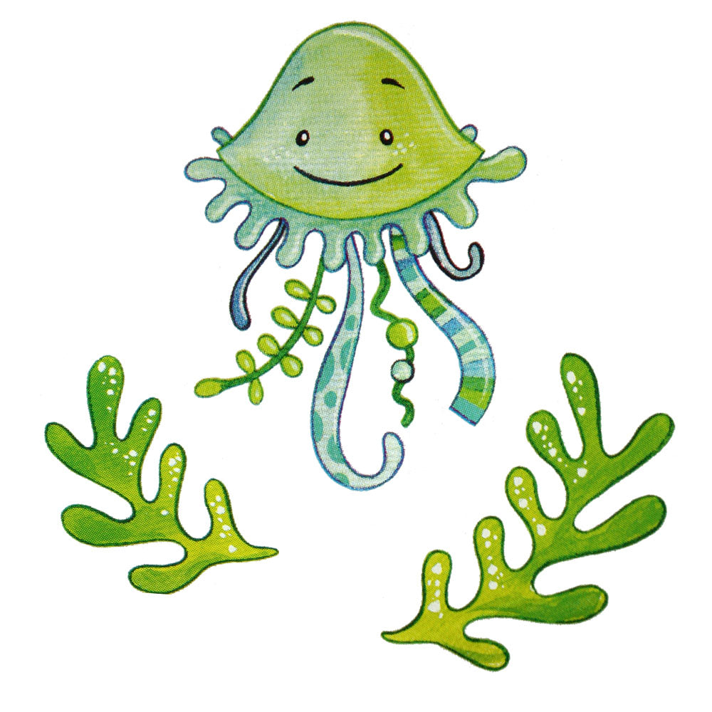 Bügelmotive-Set Qualle & Unterwasserblätter