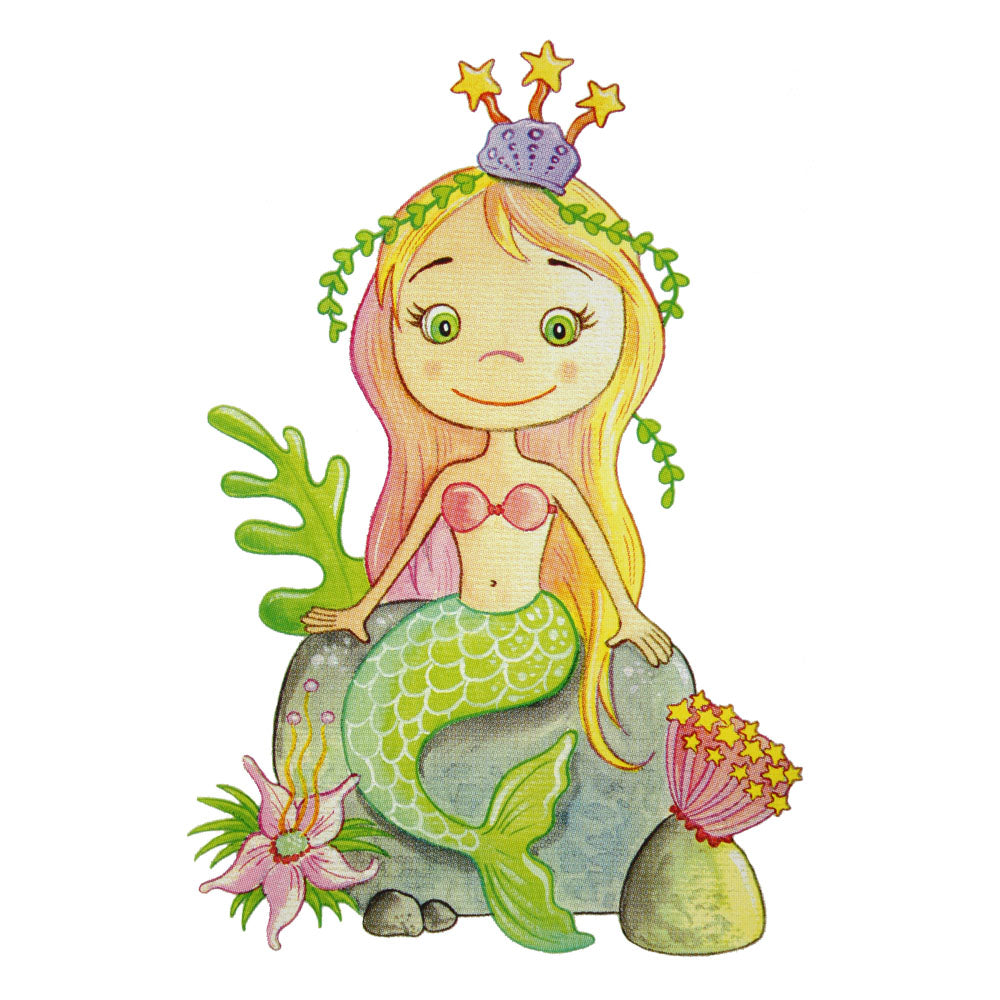 Bügelmotiv Meerjungfrau auf Stein