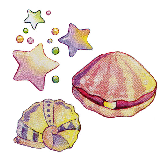 Bügelmotive-Set Muscheln & Sternchen hell