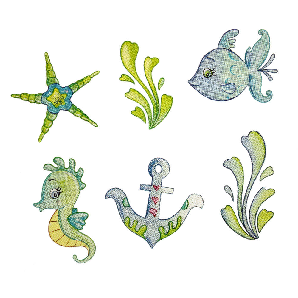 Bügelmotive-Set Unterwasserwelt grün