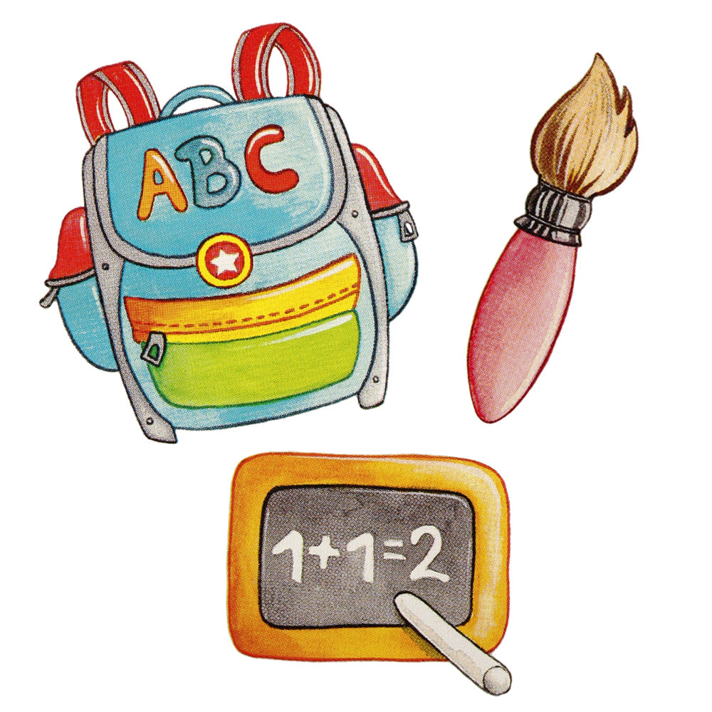 Bügelmotive-Set Schulranzen, Tafel & Pinsel