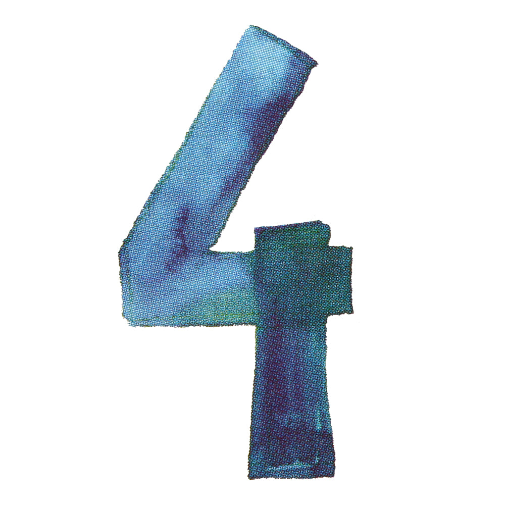 Bügelmotiv Zahl “4” blaugrün