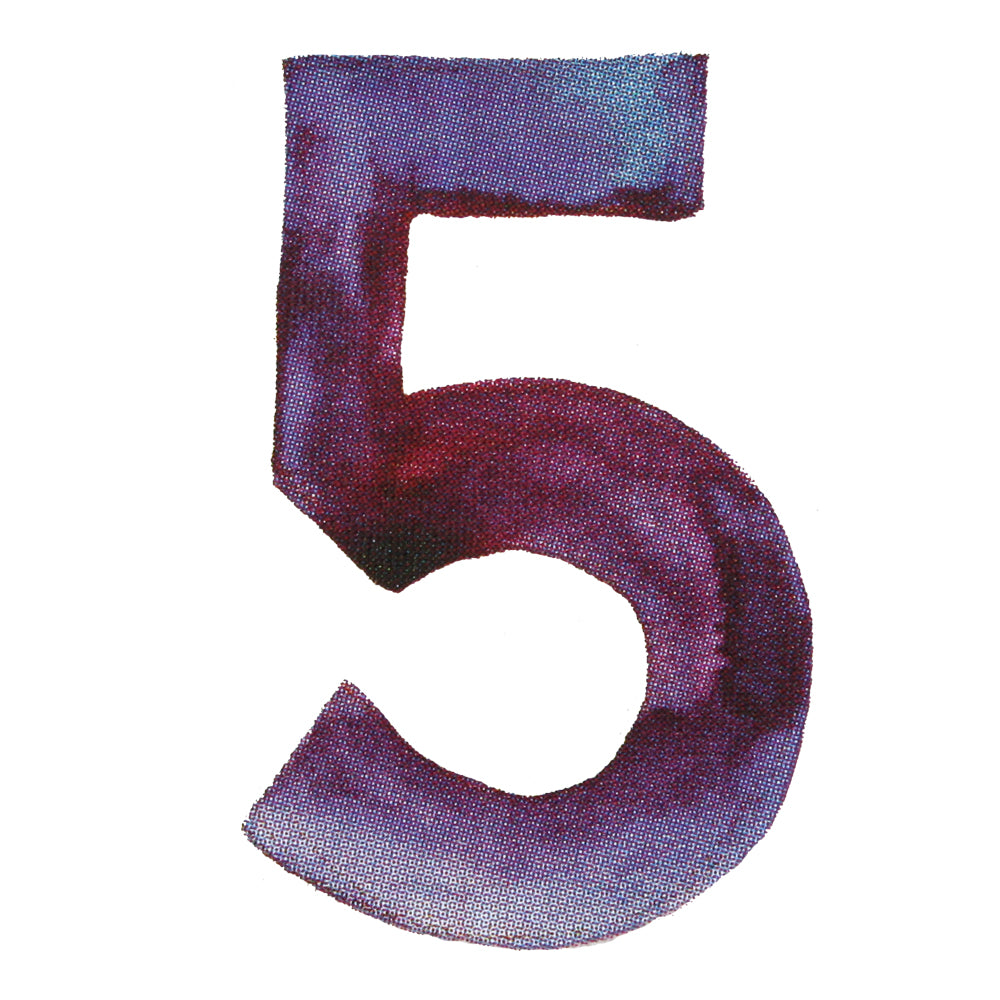 Bügelmotiv Zahl “5” violett