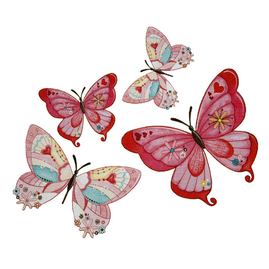 Bügelmotive-Set Schmetterlinge pink 4x
