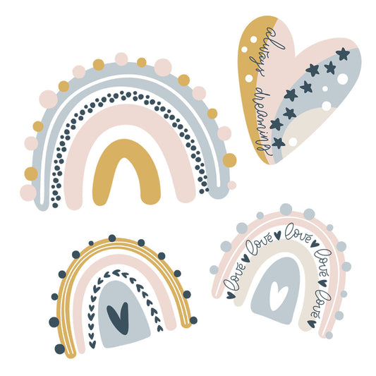 Bügelmotive-Set Regenbogen Herz Pastell 1