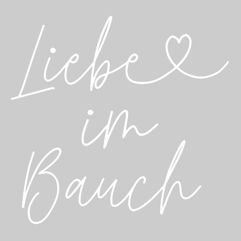 Bügelbild Schrift Liebe im Bauch weiß
