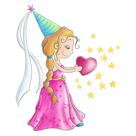 Bügelbild Fee mit Herz