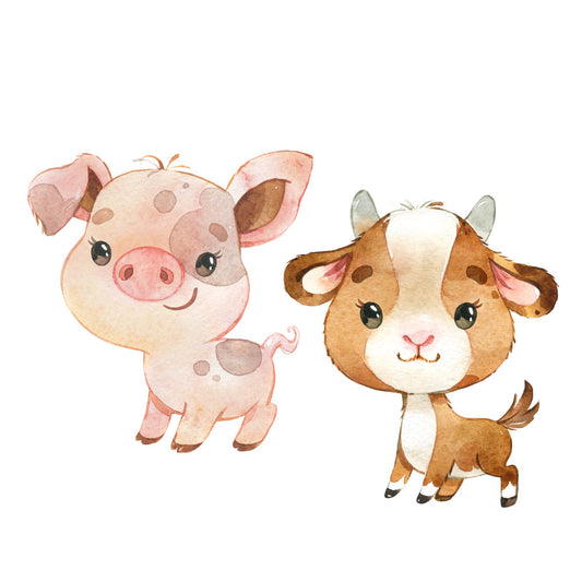 Bügelbild Set Schweinchen und Ziege