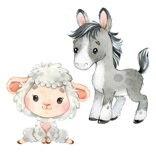 Bügelbild Set Esel und Schaf