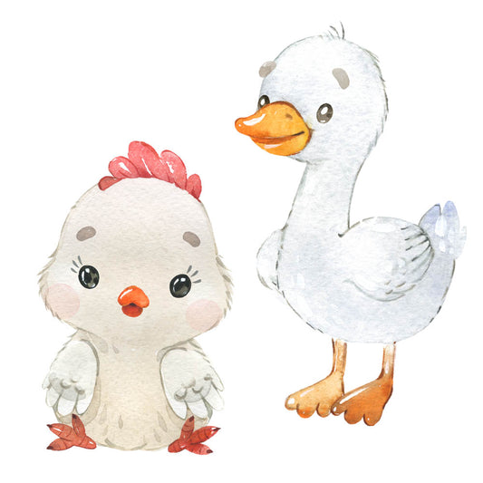 Bügelbild Set Huhn und Gans