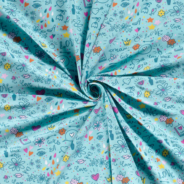 Jersey Druck "Love" türkis