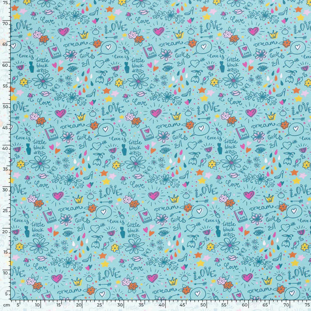 Jersey Druck "Love" türkis