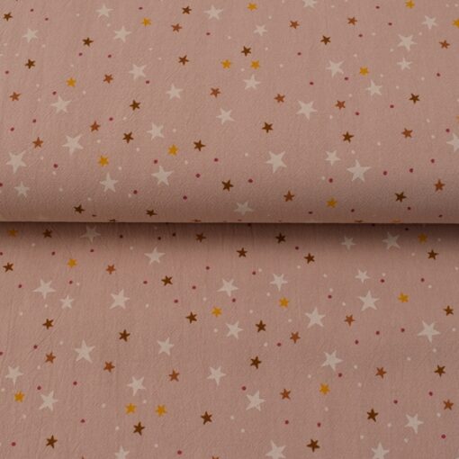 Baumwolldruck leicht gecrasht – Sterne – alt rosa