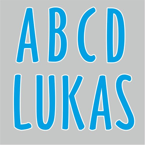 Bügelmotiv Buchstaben blau einzeln