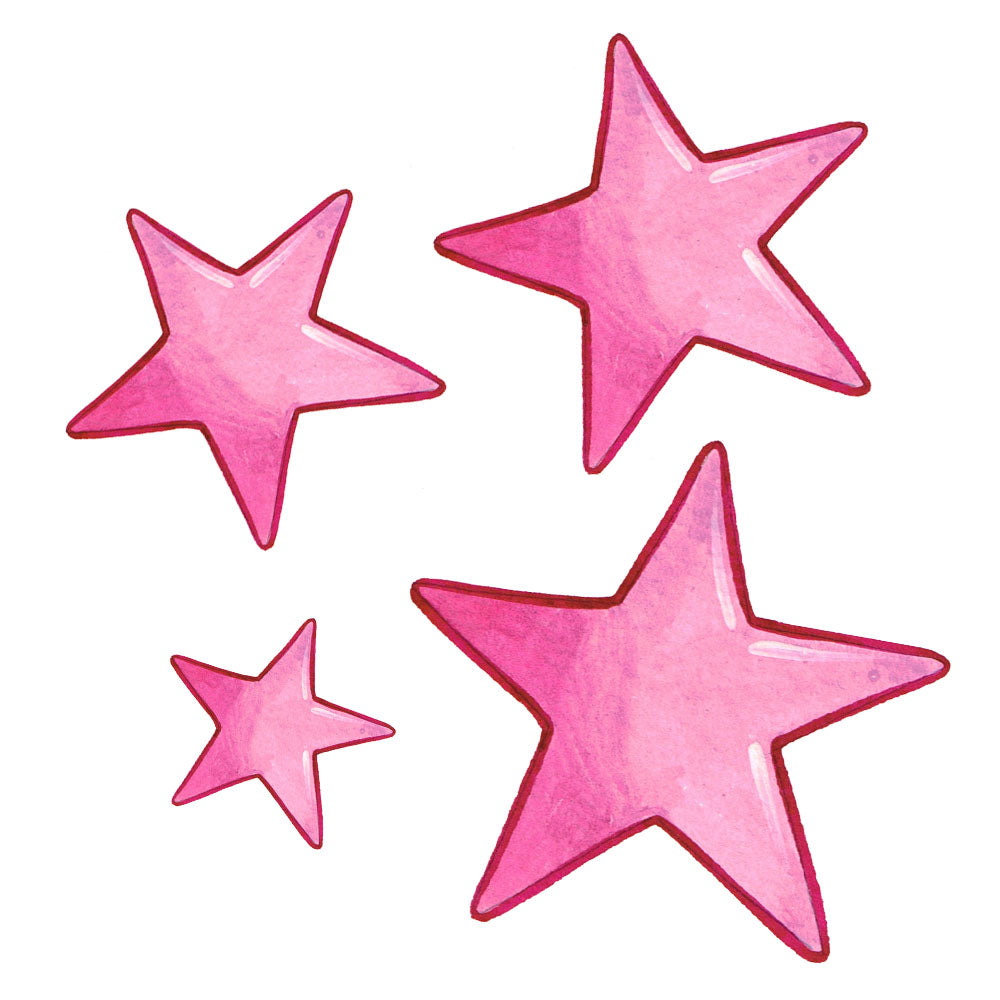 Bügelmotive-Set Sterne pink 4x