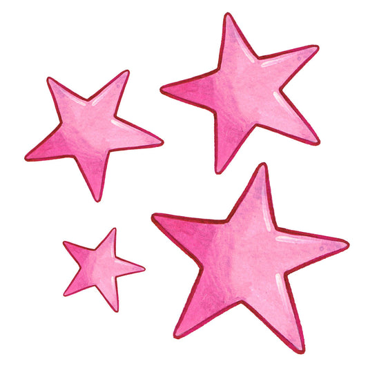 Bügelmotive-Set Sterne pink 4x