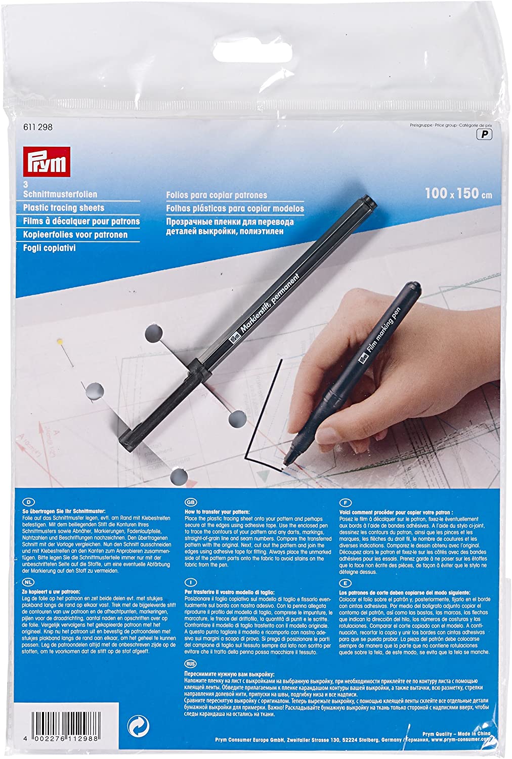 Schnittmusterfolien, mit Stift