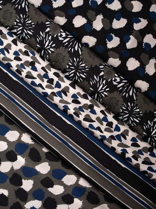 Viskosedruck blau/grau/schwarz