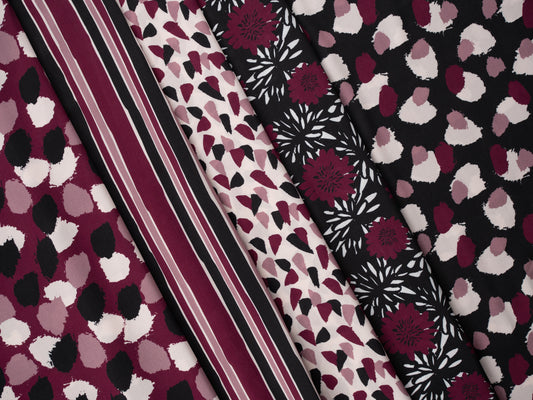 Viskosedruck burgundy/altrosa/schwarz