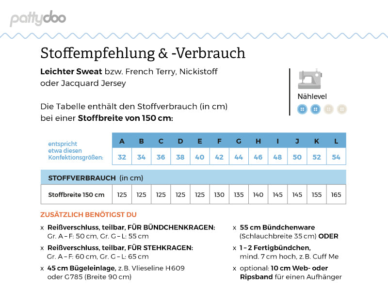 Schnittmuster Hanna Collegejacke by pattydoo