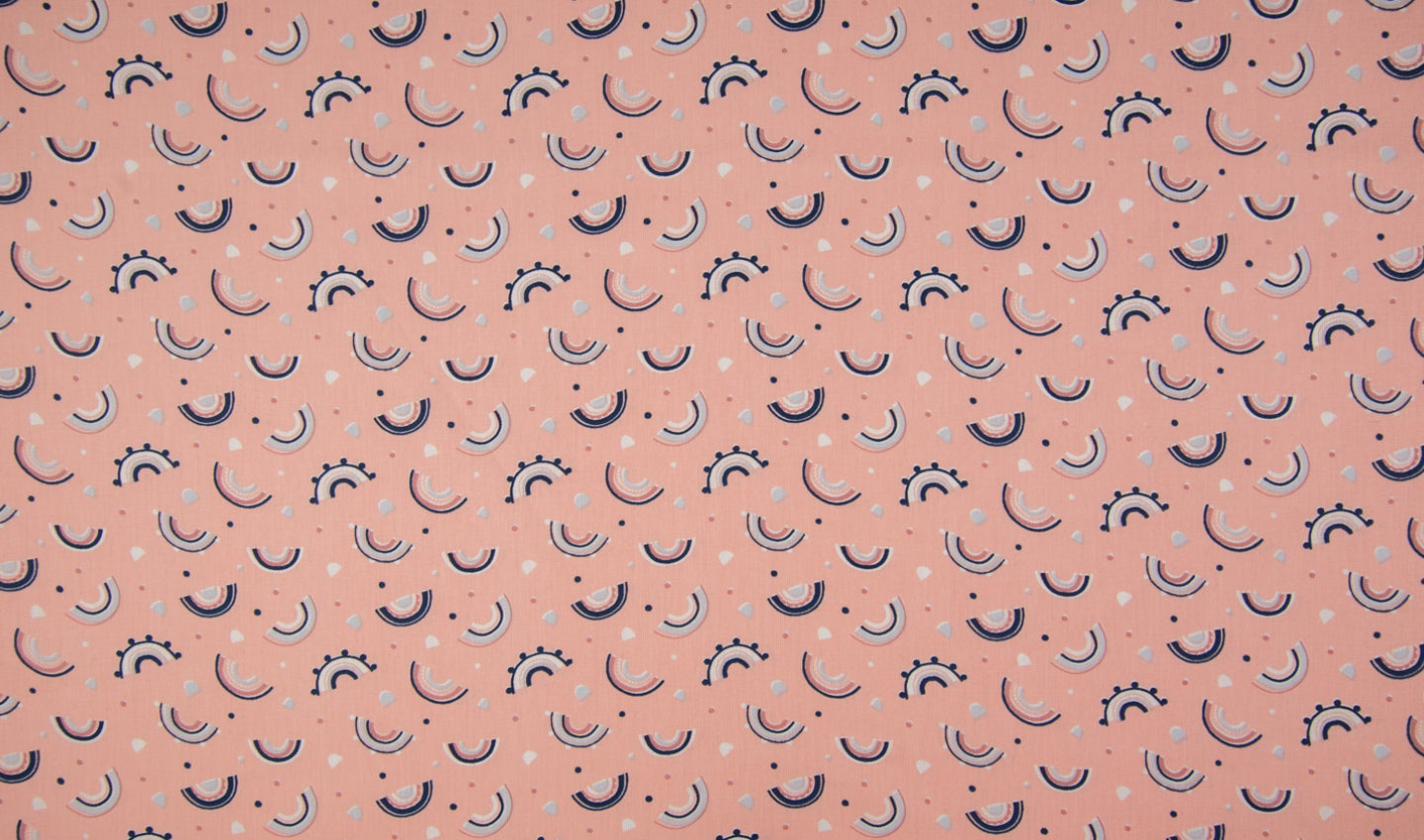 Baumwolle, Webware, rosa mit Regenbögen