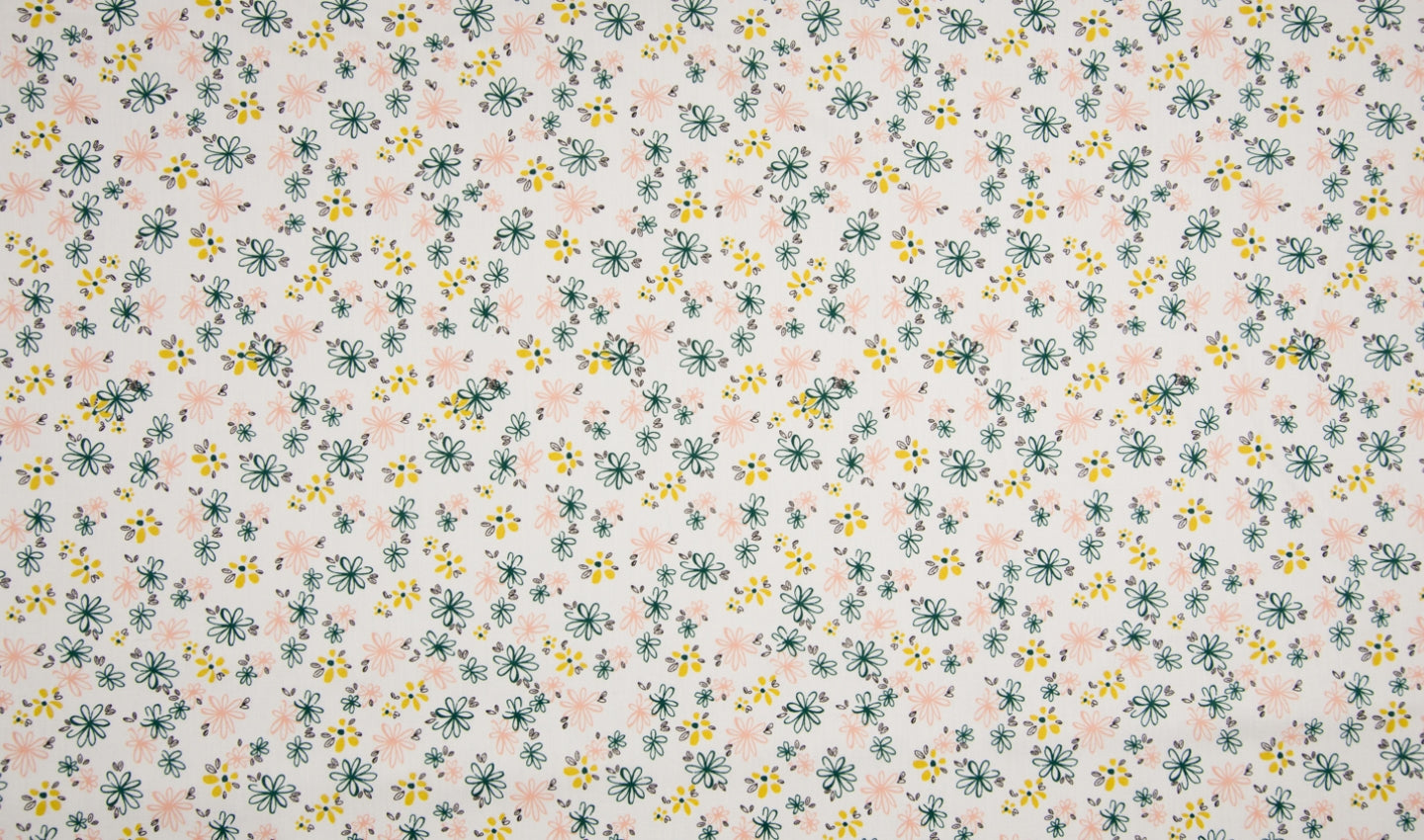 Baumwolle, Webware, Blumen, weiß