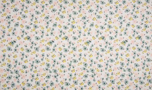 Baumwolle, Webware, Blumen, weiß