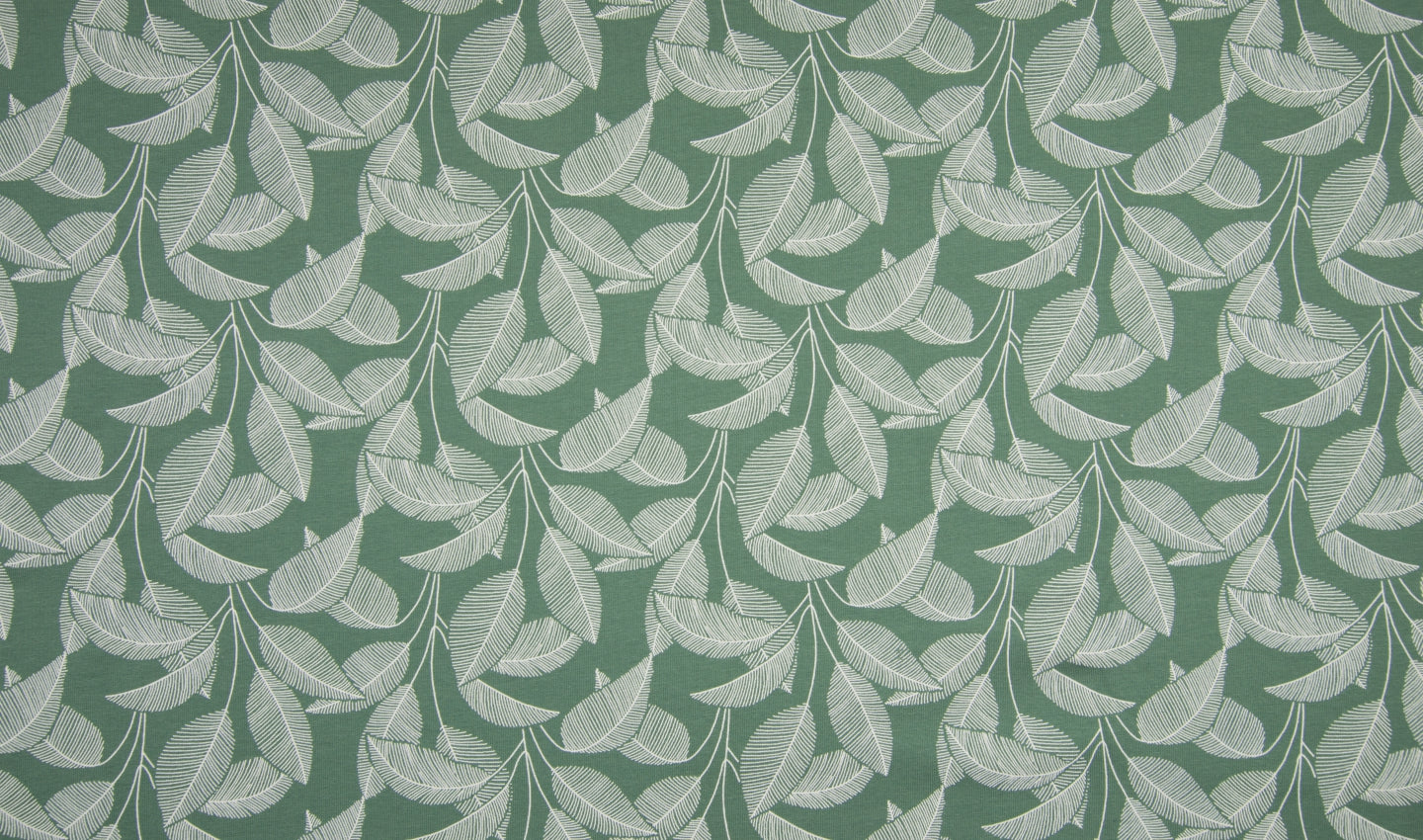French Terry organic, dusty green mit Blätter