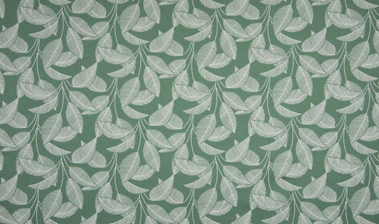 French Terry organic, dusty green mit Blätter