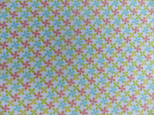 Baumwolle, Webware, Blumen weiß, hellblau,hellgrün,grau