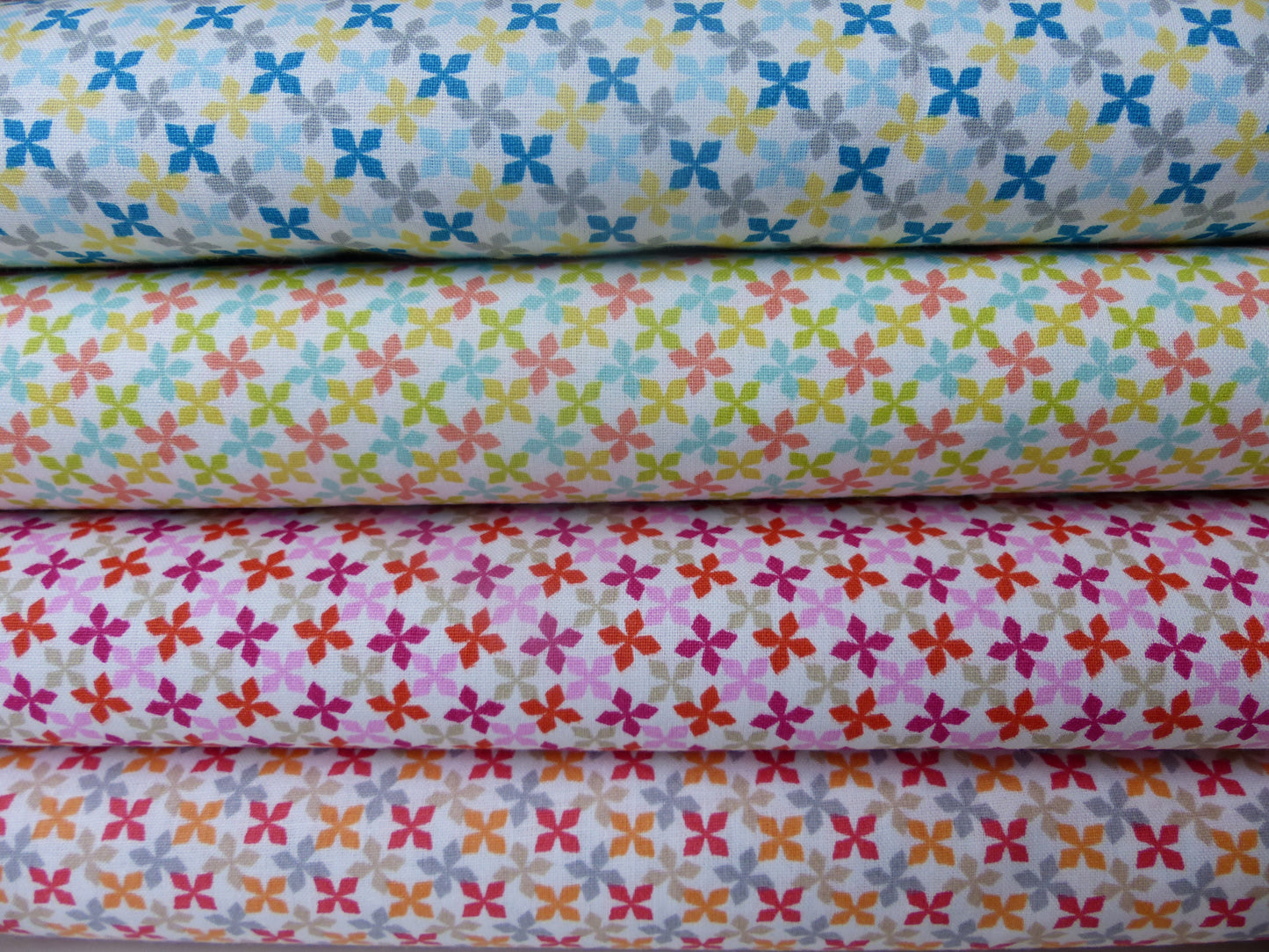 Baumwolle, Webware, Blumen rot/orange