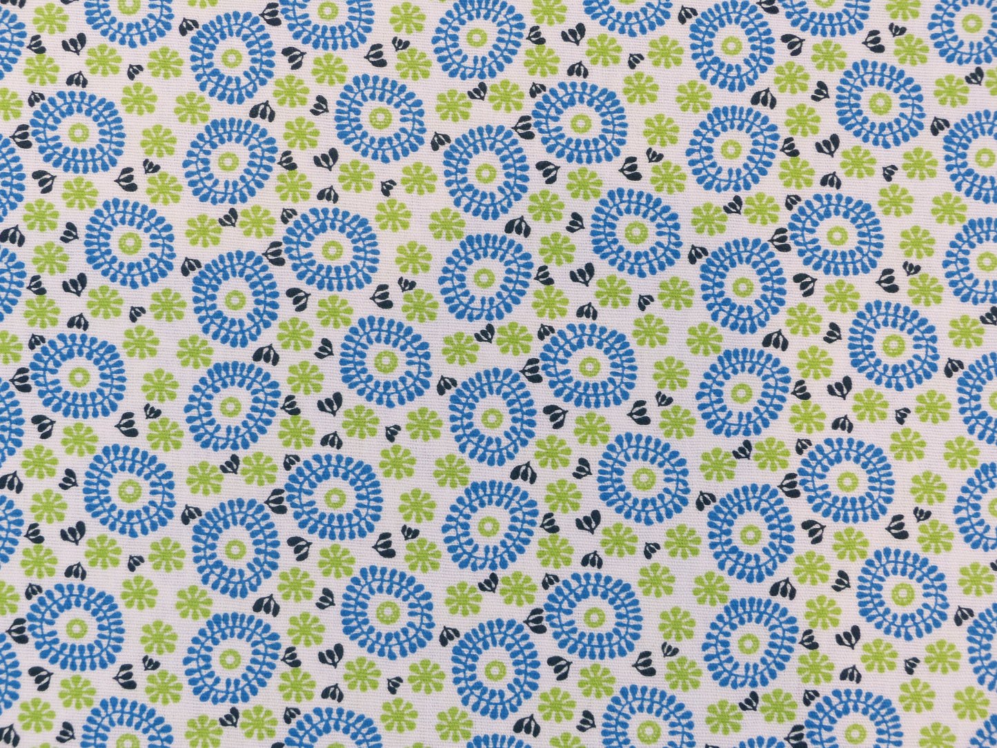 Baumwolle, Webware, Muster blau/petrol