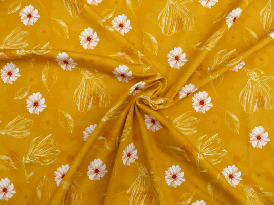 Baumwoll Jersey Druck Maya by LIEBEfein in senfgelb