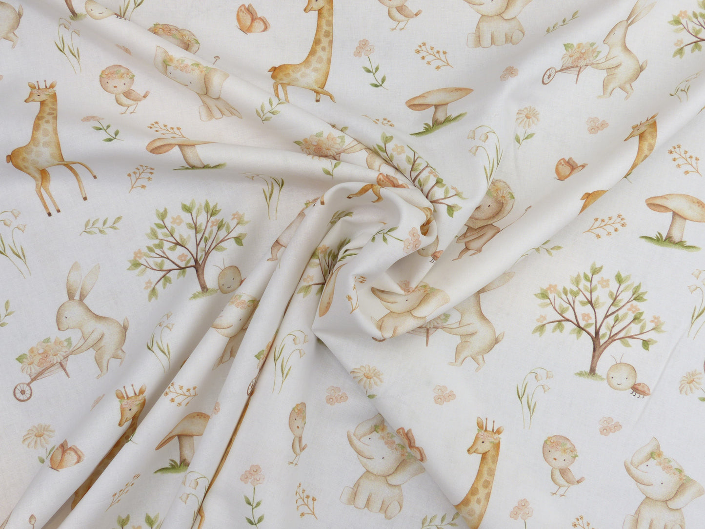 Baumwolle Webware "Tiere" in weiß