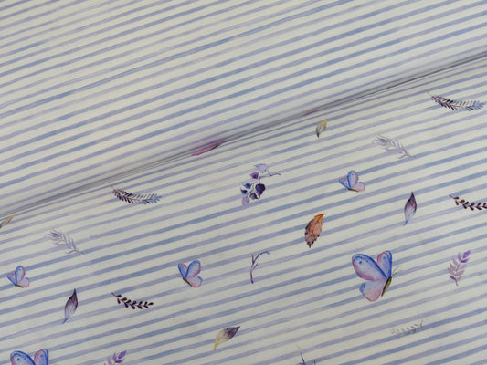 Baumwolle Webware "Streifen & Schmetterling"