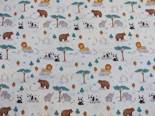 Baumwolle Webware "Zoo" in weiß