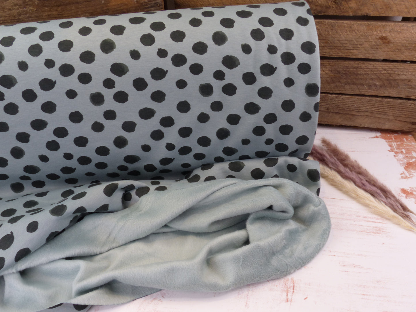 Alpenfleece, angeraut, "Dots", dusty mint