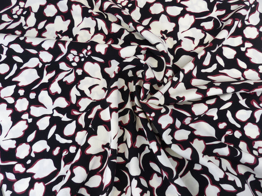 Viskose Popelin Stretch "Flower" schwarz