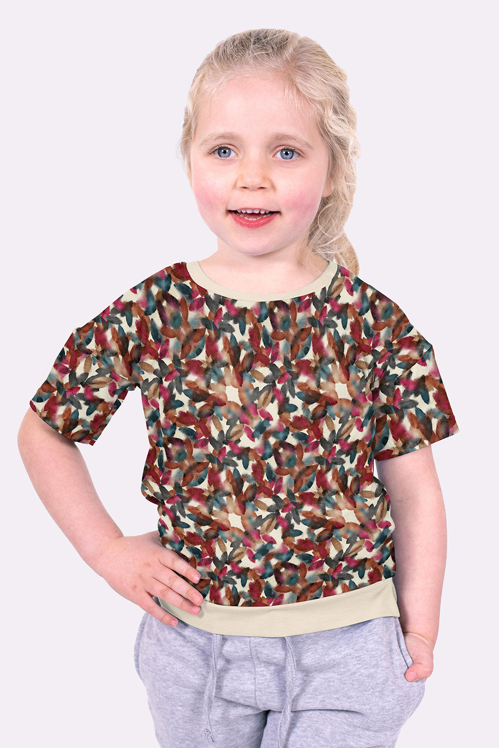 Jersey- "Elke" Blätter braun, rot