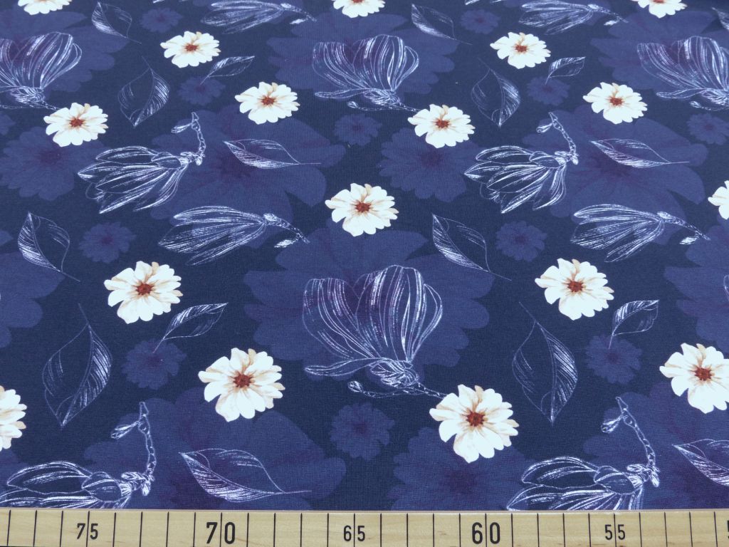 Baumwoll Jersey Druck Maya by LIEBEfein in dunkelblau