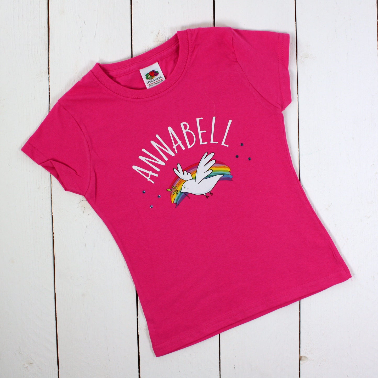 Bügelbild Taube Regenbogen