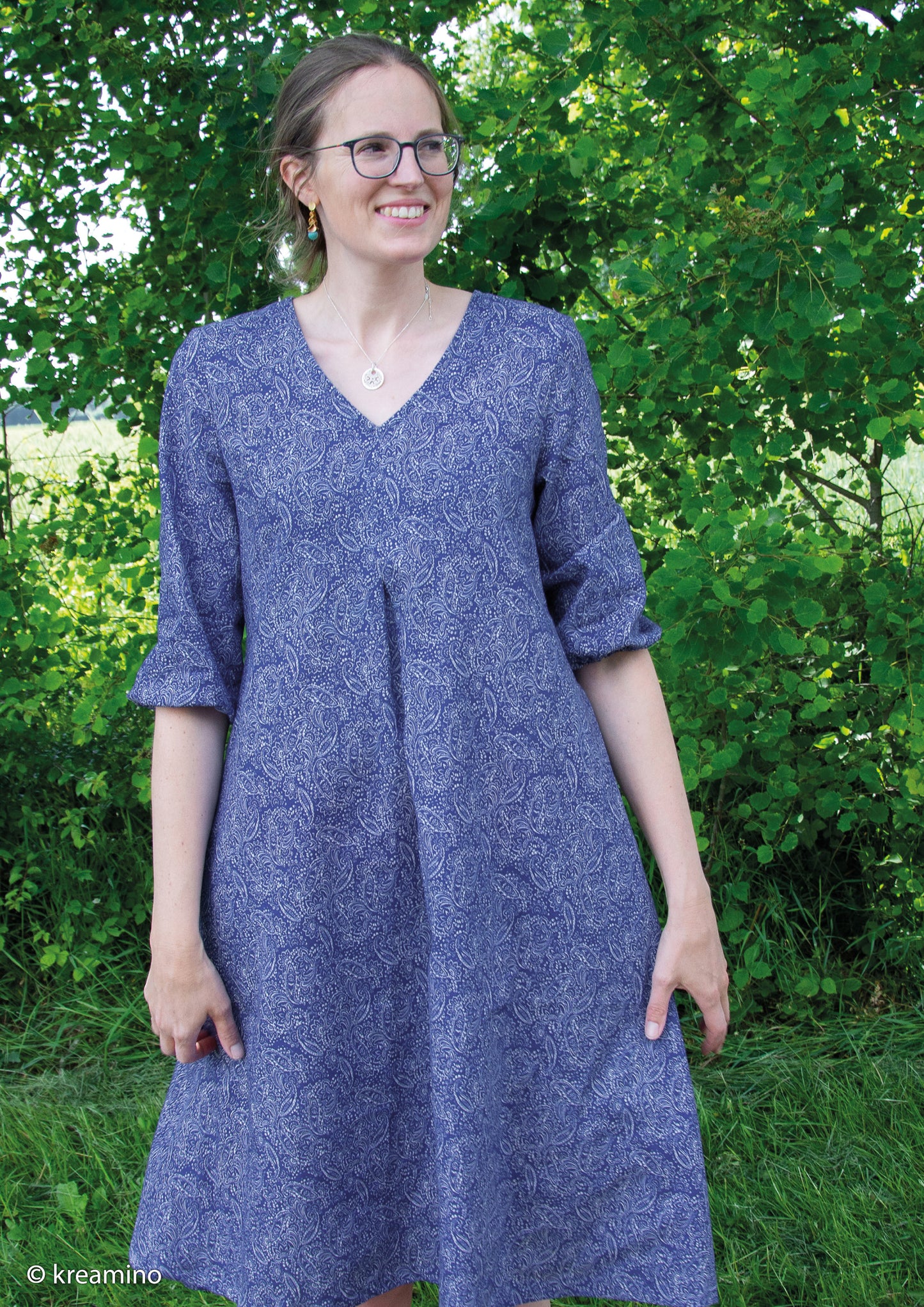 Leinen "Ornamente" blau
