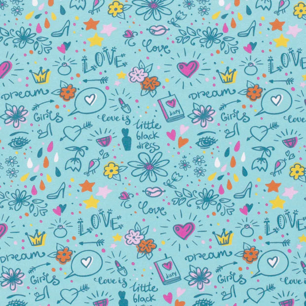 Jersey Druck "Love" türkis