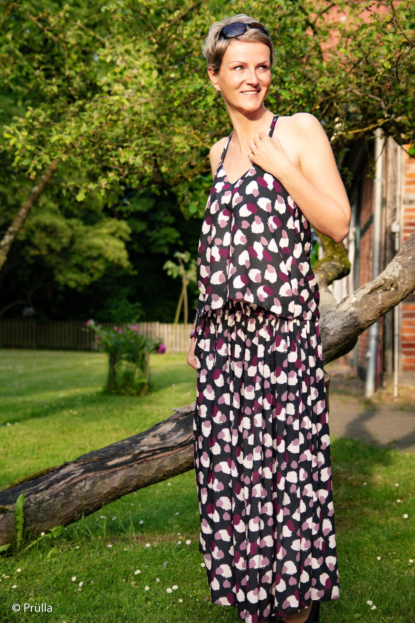 Viskosedruck burgundy/altrosa/schwarz